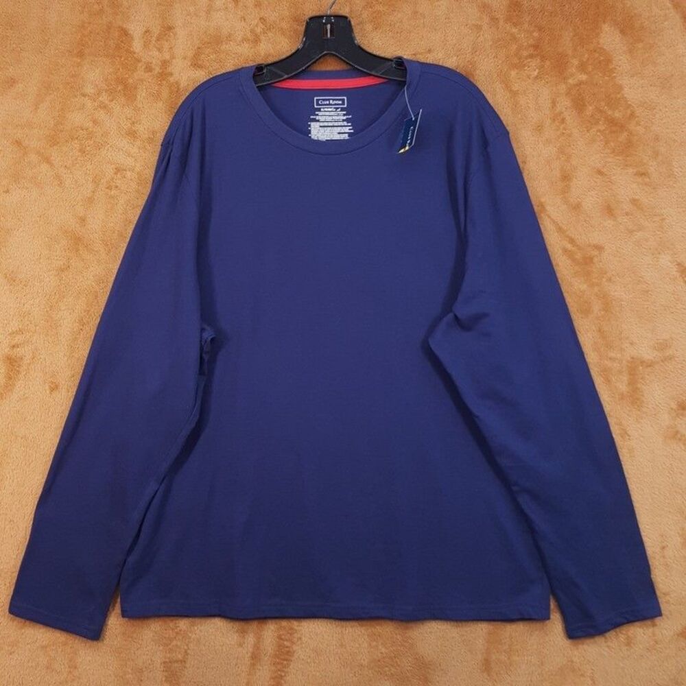 CLUB ROOM Shirt Mens XL Blue Pullover Crew Long Sleeve T-Shirt Comfort Tee